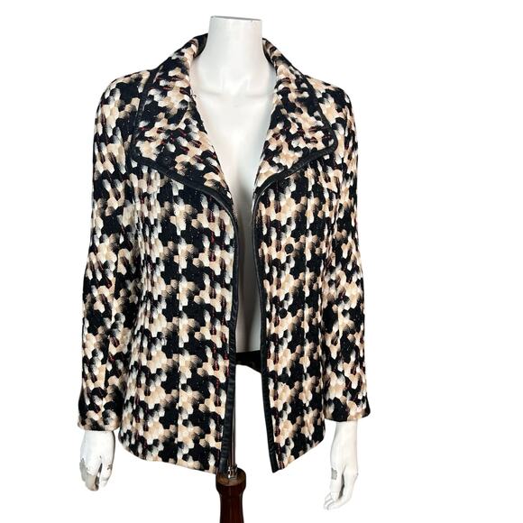 Liliu Jacket blazer Size 6 tweed plaid houndstooth high neck retro old money - Picture 6 of 16